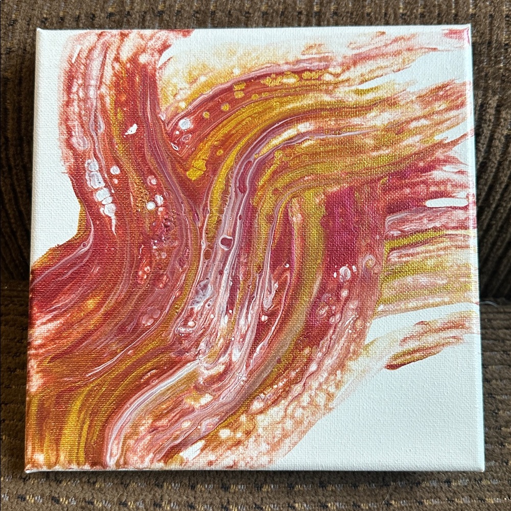 Hand made original multi color abstract acrylic wall decor painting on canvas